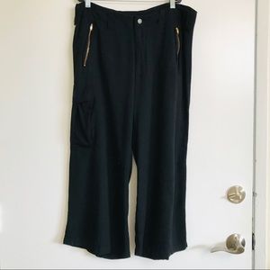 Santiki Black Cropped Wide Leg Zippered Moto Pants